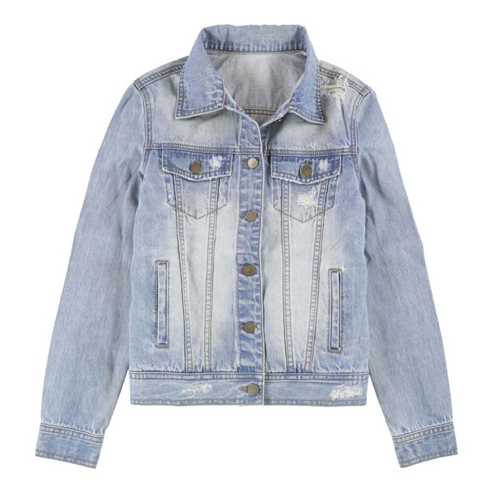 Tags Weekly Womens Distressed Jean Jacket, SAM